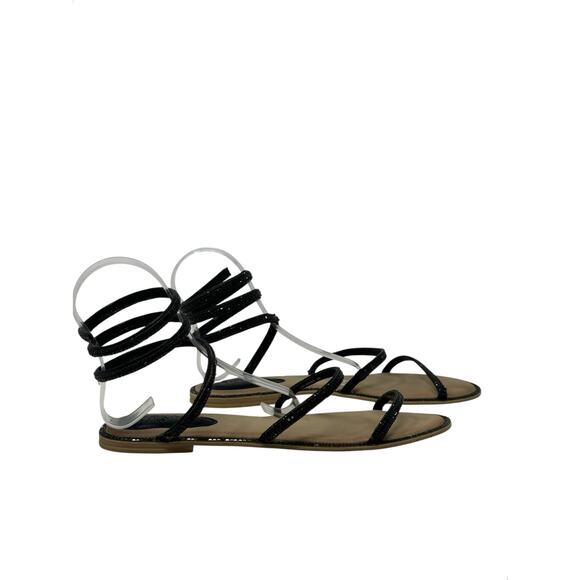 Atalina black rhinestones flat gladiator sandals size 11 - Picture 4 of 15